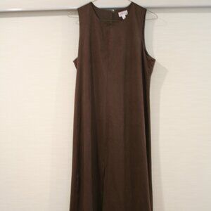 The Drop Maxi Dress Faux Suede with Front Slit